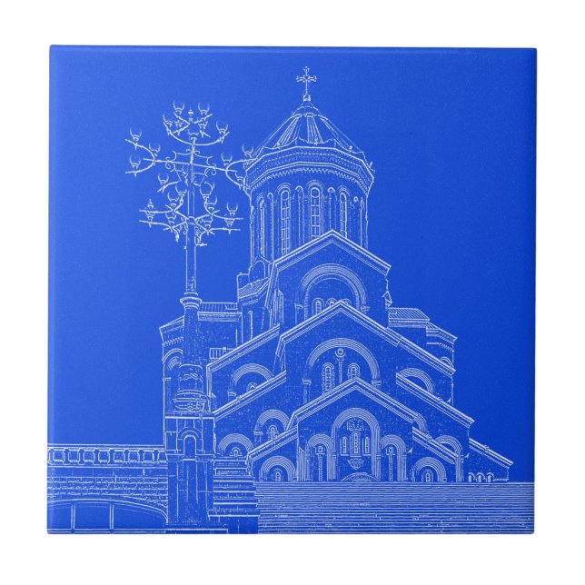 Tbilisi Georgia Cityscape Architecture Sketch Ceramic Tile (Front)