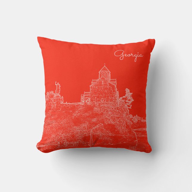 Tbilisi Georgia Cityscape Architecture Sketch Throw Pillow (Front)