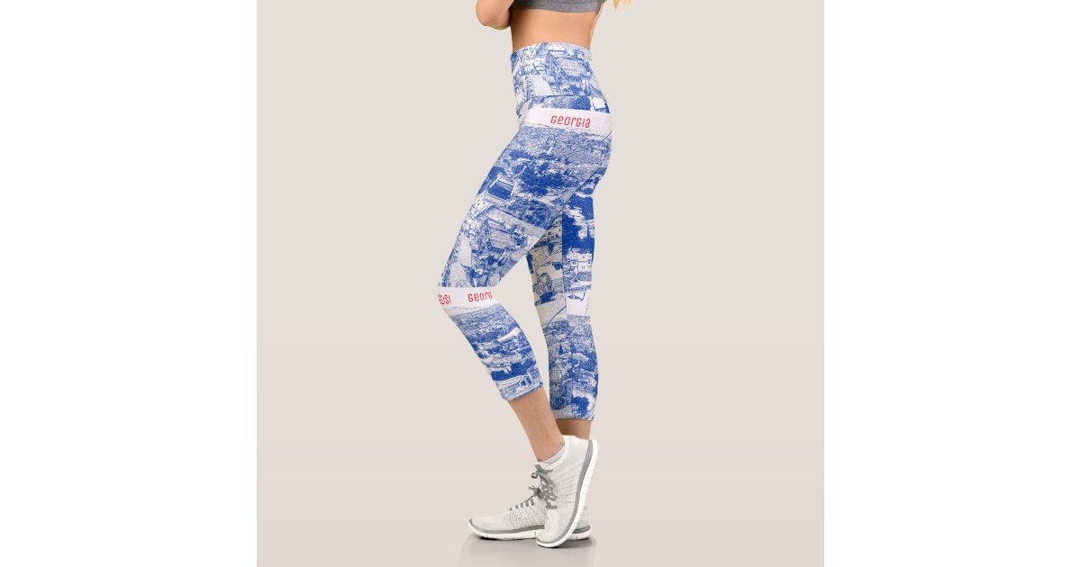 Pickleball Player Custom High Waisted Royal Blue Capri Leggings