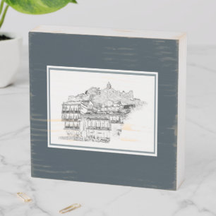 Tbilisi Georgia Cityscape Street Architecture Wooden Box Sign