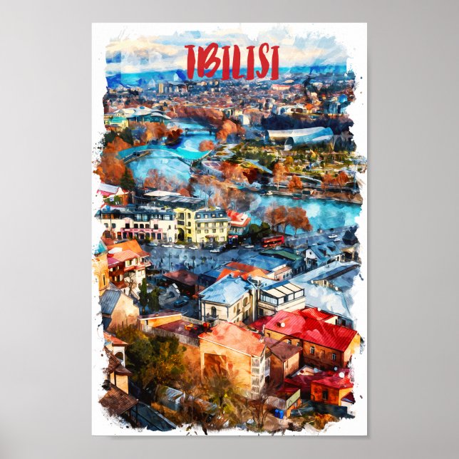 Tbilisi Georgia Cityscape View Poster (Front)
