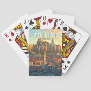 Tbilisi Georgia Illustration Travel Art Vintage Poker Cards