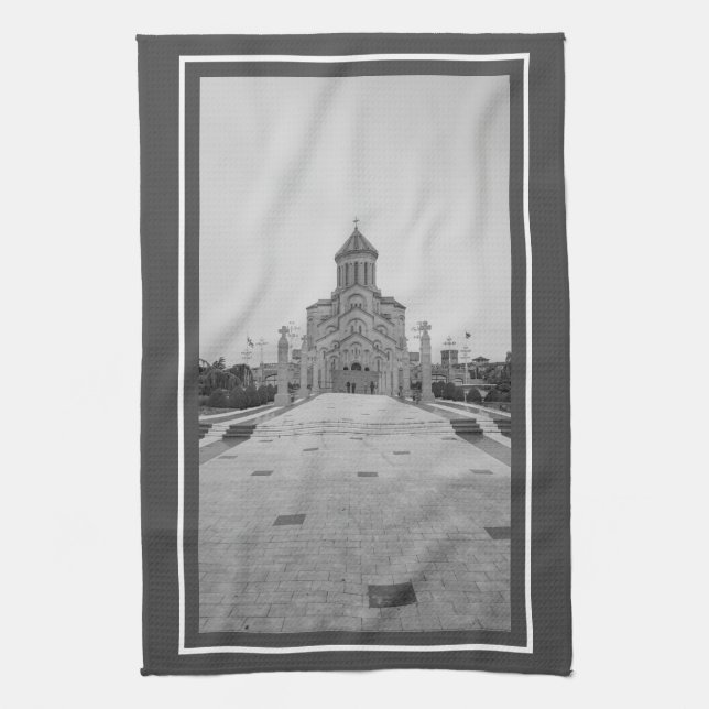 Tbilisi Georgia Sameba Cityscape Architecture Kitchen Towel (Vertical)