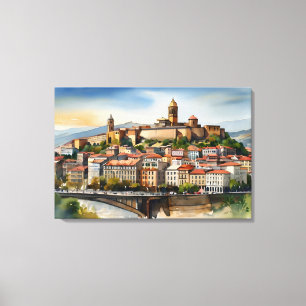 Tbilisi watercolor art canvas print