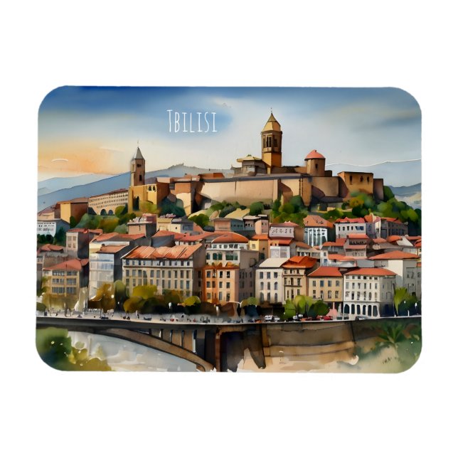 Tbilisi watercolor art magnet (Horizontal)