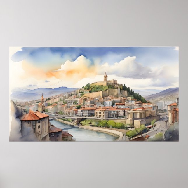 Tbilisi watercolor art poster (Front)
