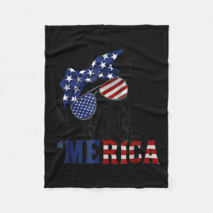 Tbull 4th Of July Merica American Flag Sungles Fleece Blanket