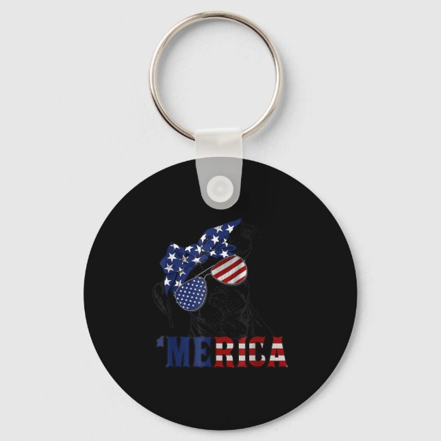 Tbull 4th Of July Merica American Flag Sungles  Keychain (Front)