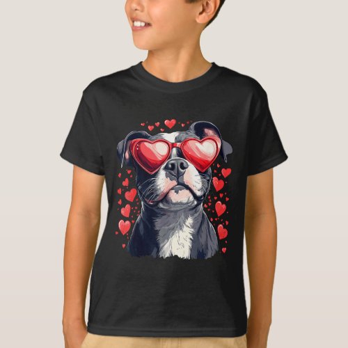 Tbull Heart Gles Cute Ttie Dog Lover Mom Dad Kids  T-Shirt