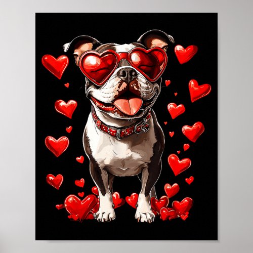 Tbull Heart Gles Cute Ttie Valentines Day Dog Love Poster