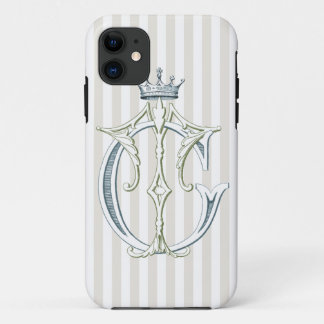TC or CT Monogram with Crown iPhone 11 Case