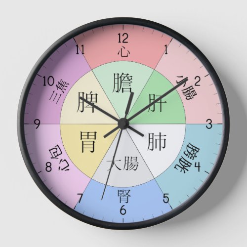 TCM Organ Body Clock with Chinese characters