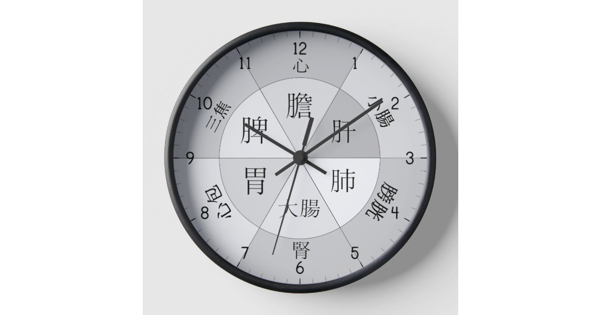 TCM Organ Body Clock with Chinese characters Grey | Zazzle