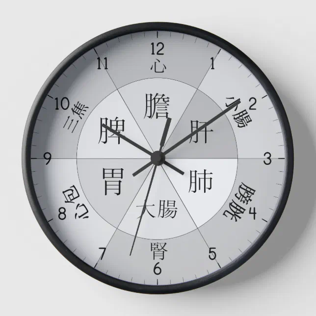 TCM Organ Body Clock with Chinese characters Grey | Zazzle
