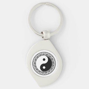 TCM Yin Yang Greek Key Symbol of Balance Keychain