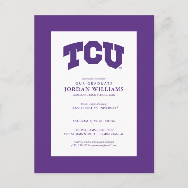 TCU ANNOUNCEMENT POSTCARD (Front)