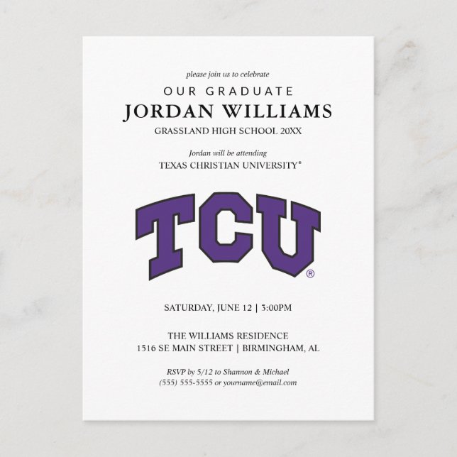 TCU ANNOUNCEMENT POSTCARD (Front)