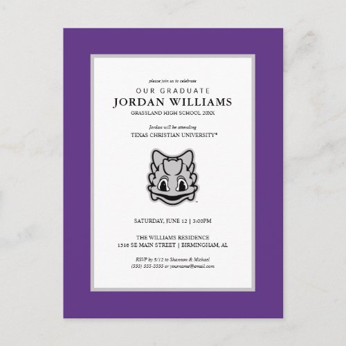 TCU Horned Frogs Announcement Postcard