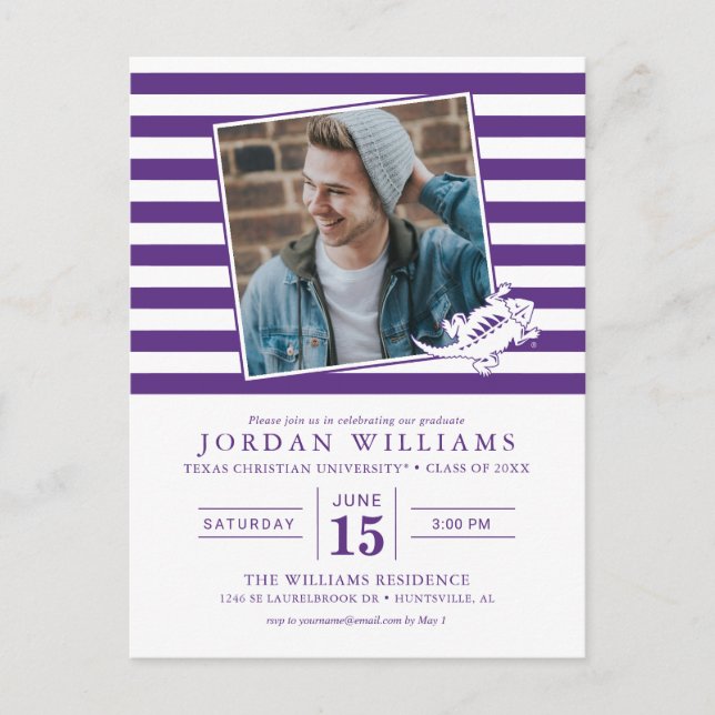 TCU Horned Frogs Graduation Announcement Postcard (Front)