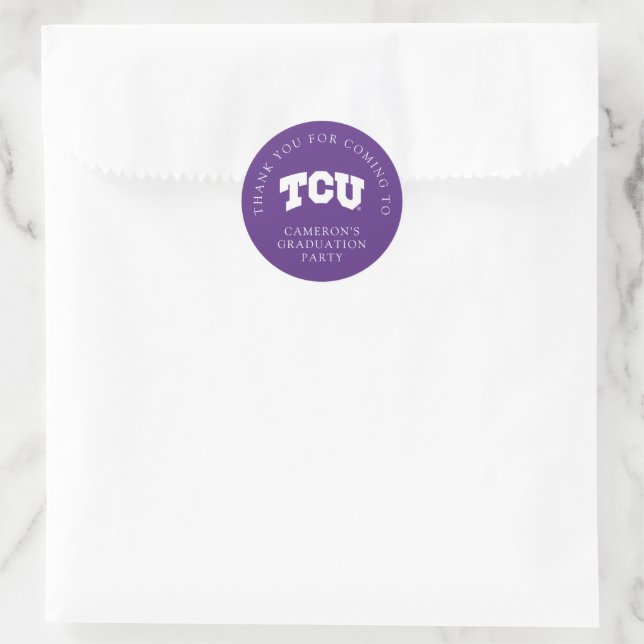 TCU Horned Frogs Graduation Classic Round Sticker (Bag)