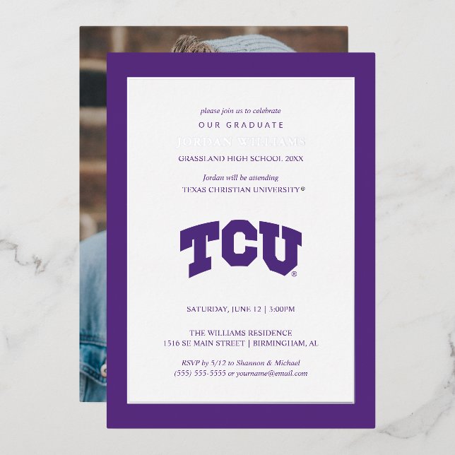 TCU Horned Frogs Graduation Foil Invitation (Front/Back)