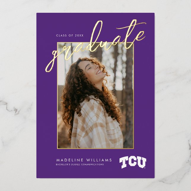 TCU Horned Frogs Graduation Foil Invitation (Front)