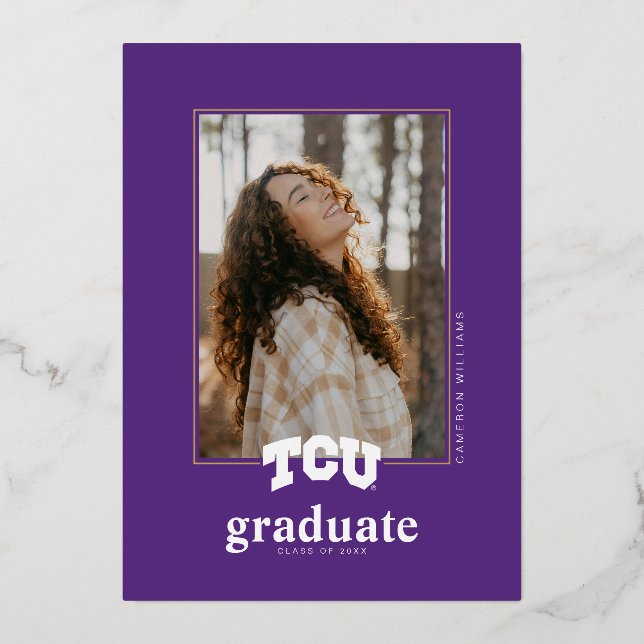 TCU Horned Frogs Graduation Foil Invitation (Front)