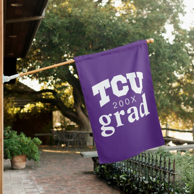 TCU Horned Frogs Graduation House Flag (In SItu)