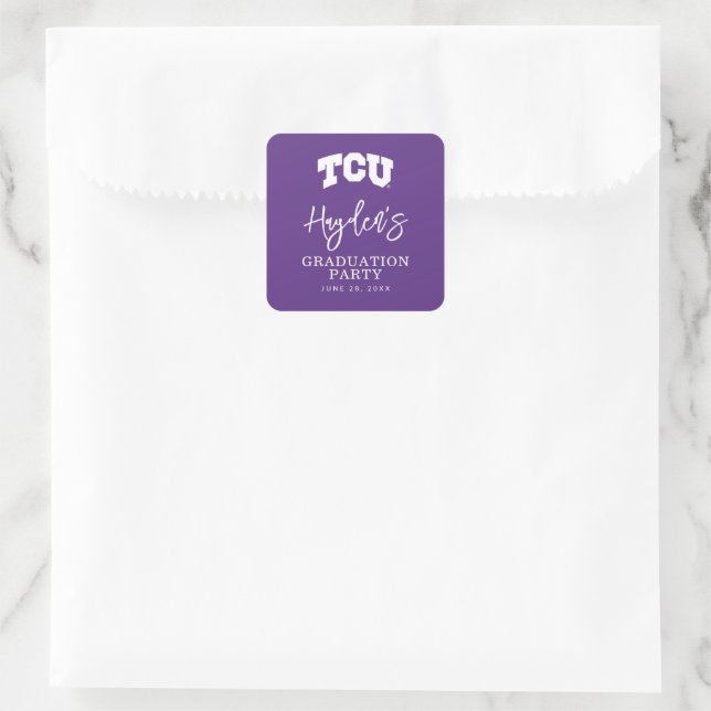 TCU Horned Frogs Graduation Square Sticker (Bag)