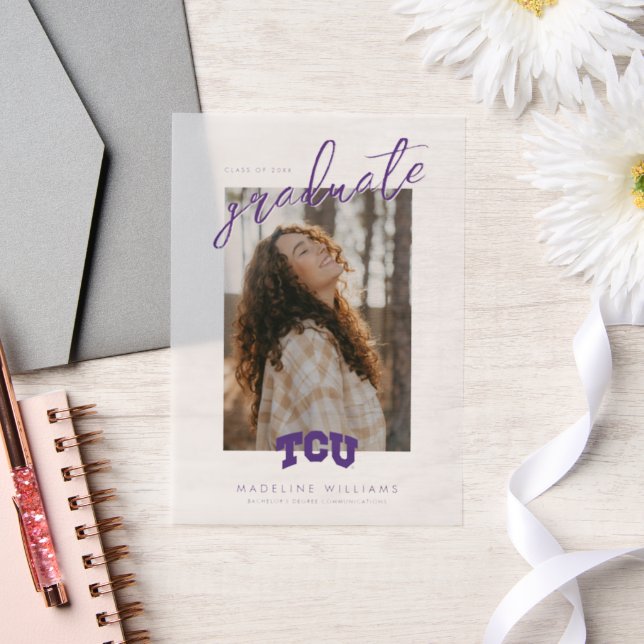 TCU Horned Frogs Graduation Vellum Invitations (Wedding)