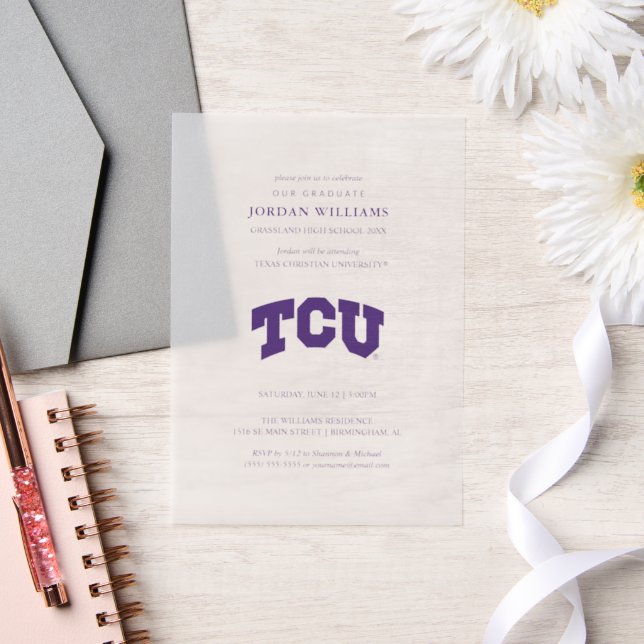 TCU Horned Frogs Graduation Vellum Invitations (Wedding)