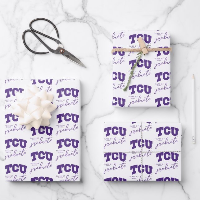 TCU Horned Frogs Graduation Wrapping Paper Sheets (Front)
