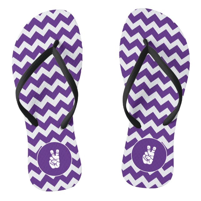 TCU Horned Frogs Hand Symbol | Chevron Flip Flops (Footbed)