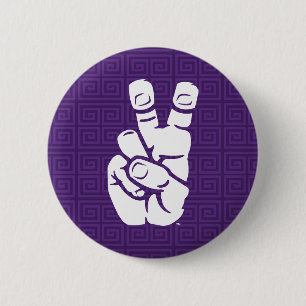 TCU Horned Frogs Hand Symbol Greek Key Button