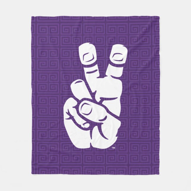 TCU Horned Frogs Hand Symbol | Greek Key Fleece Blanket (Front)