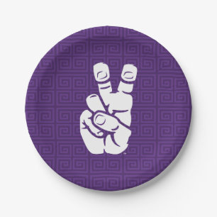 TCU Horned Frogs Hand Symbol   Greek Key Paper Plates