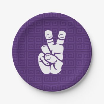 Tcu Horned Frogs Hand Symbol | Greek Key Paper Plates by tcuhornedfrogs at Zazzle