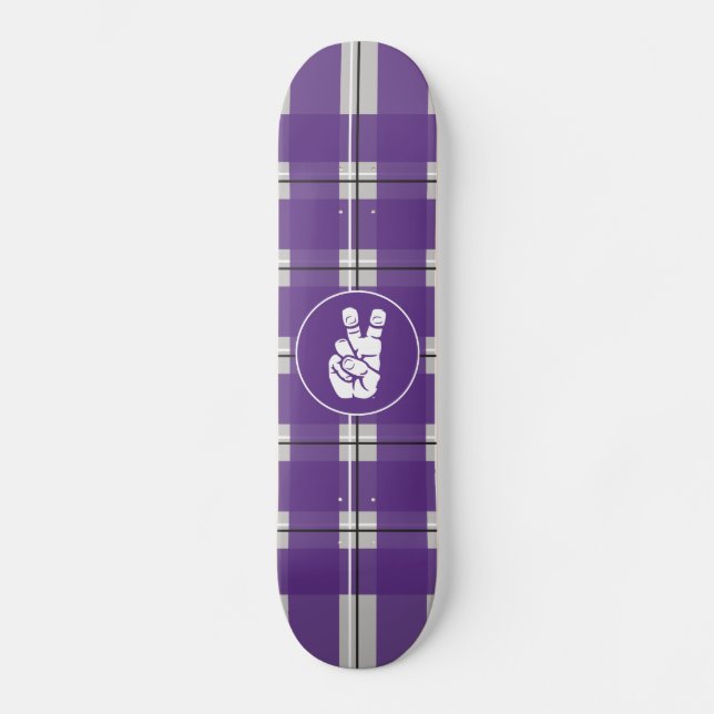 TCU Horned Frogs Hand Symbol | Plaid Skateboard (Front)