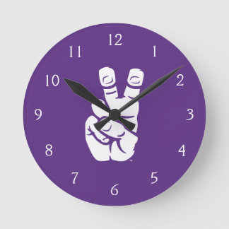 TCU Horned Frogs Hand Symbol Round Clock