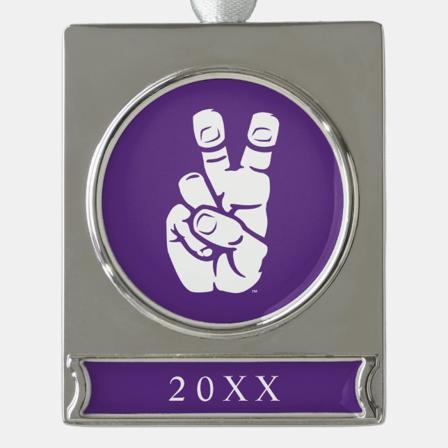 TCU Horned Frogs Hand Symbol Silver Plated Banner Ornament (Front)