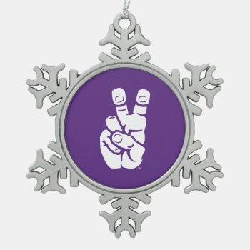Tcu Horned Frogs Hand Symbol Snowflake Pewter Christmas Ornament by tcuhornedfrogs at Zazzle