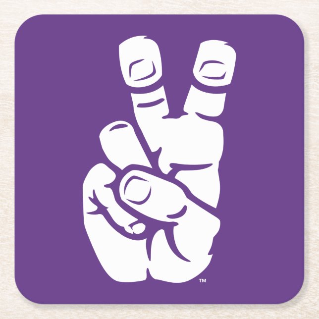 TCU Horned Frogs Hand Symbol Square Paper Coaster (Front)