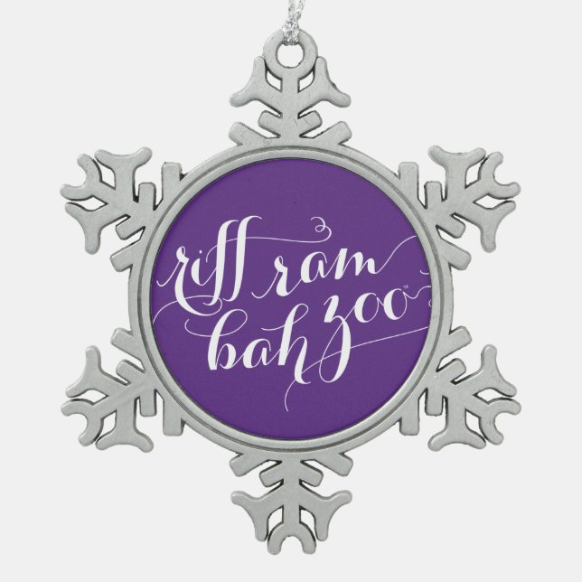 TCU Riff Ram Bah Zoo Script Snowflake Pewter Christmas Ornament (Front)