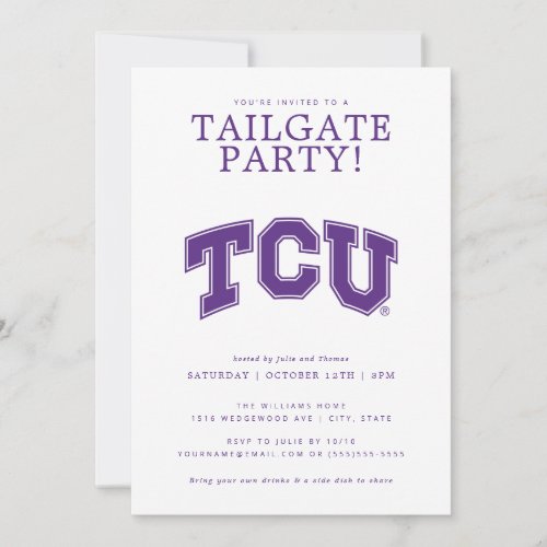 TCU Texas Christian University  Tailgate Party Invitation