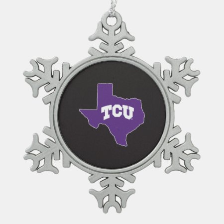 Tcu Texas State Snowflake Pewter Christmas Ornament