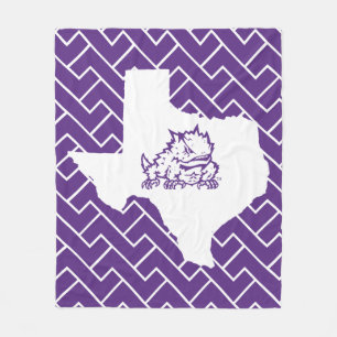 TCU Texas State with Horned Frog   Fret Fleece Blanket