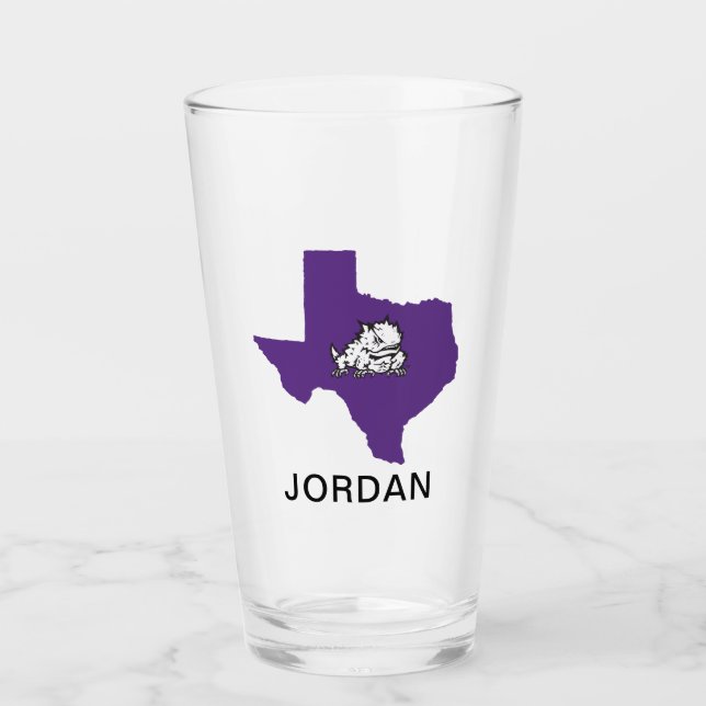TCU Texas State with Horned Frog Glass (Front)