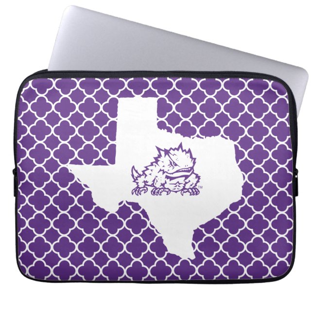 TCU Texas State with Horned Frog | Quatrefoil Laptop Sleeve (Front)