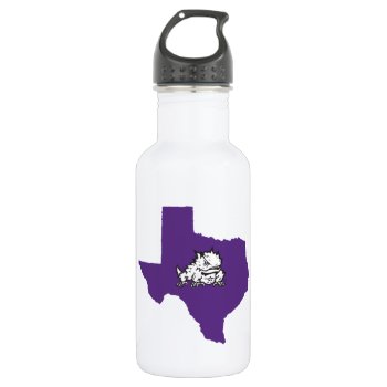Tcu Texas State With Horned Frog Stainless Steel Water Bottle by tcuhornedfrogs at Zazzle