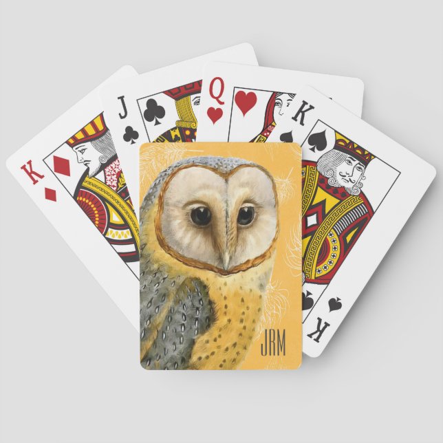 TCWC - Barn Owl Vintage Monogrammed Poker Cards (Back)